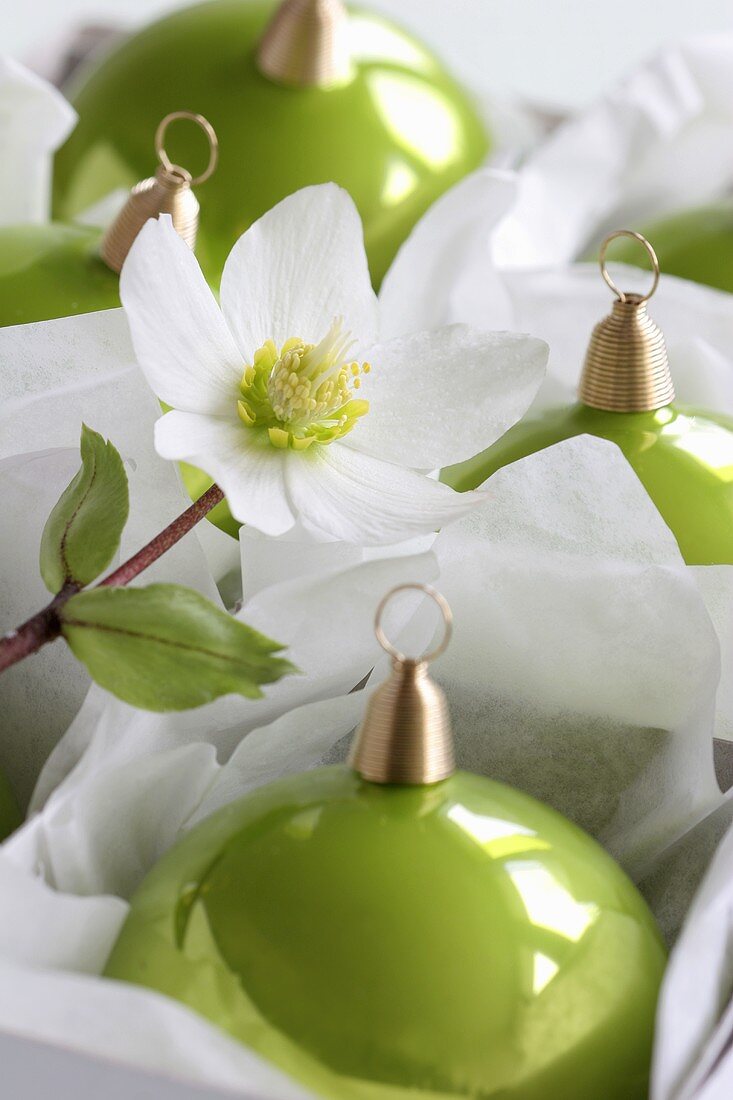 Green Christmas baubles