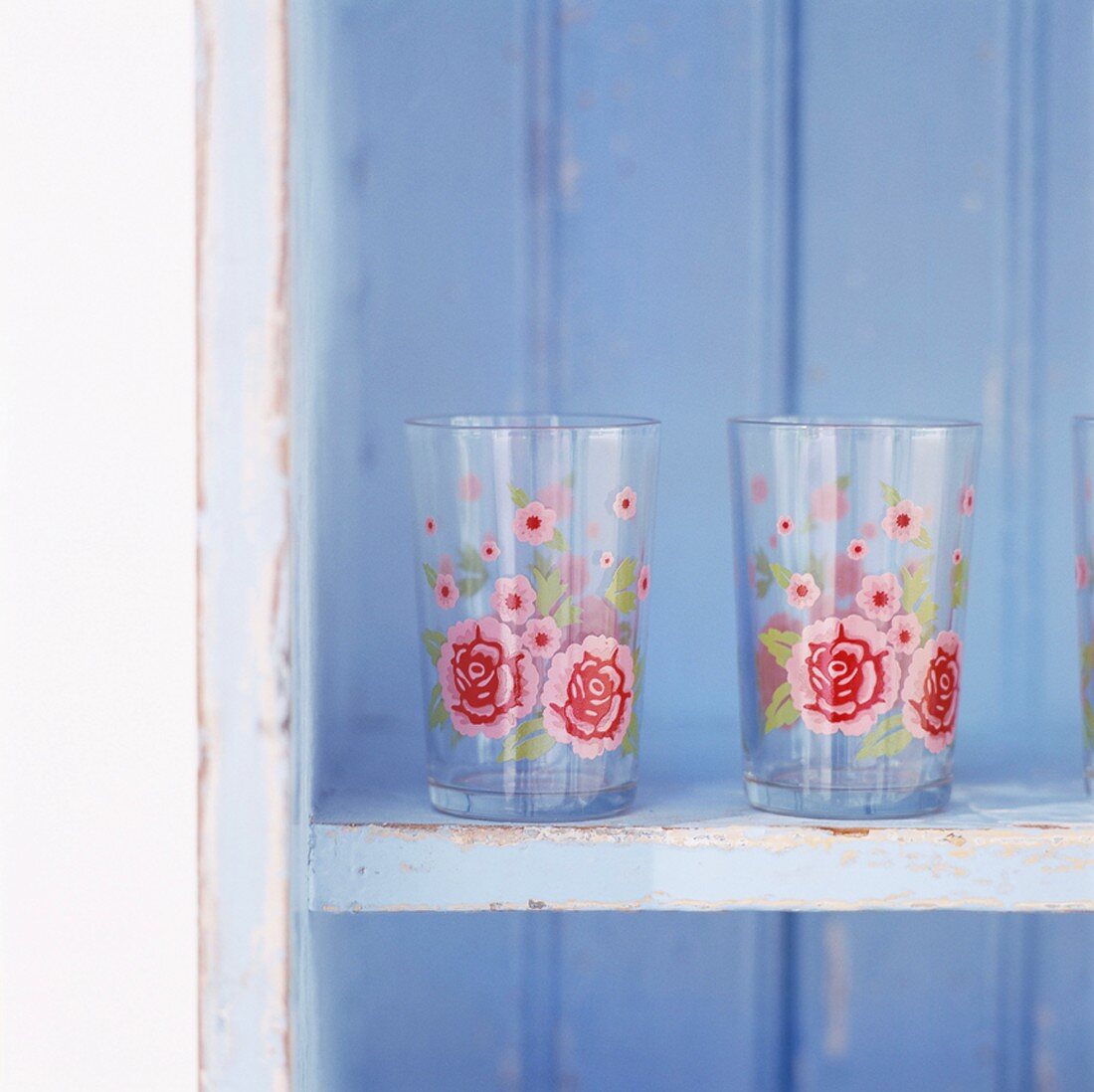 Glasses painted with flowers