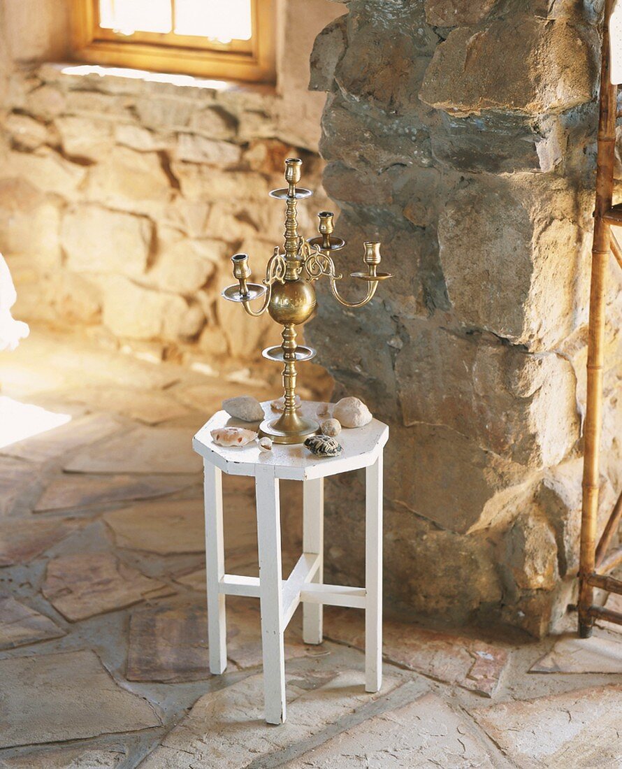 Candelabra on small table