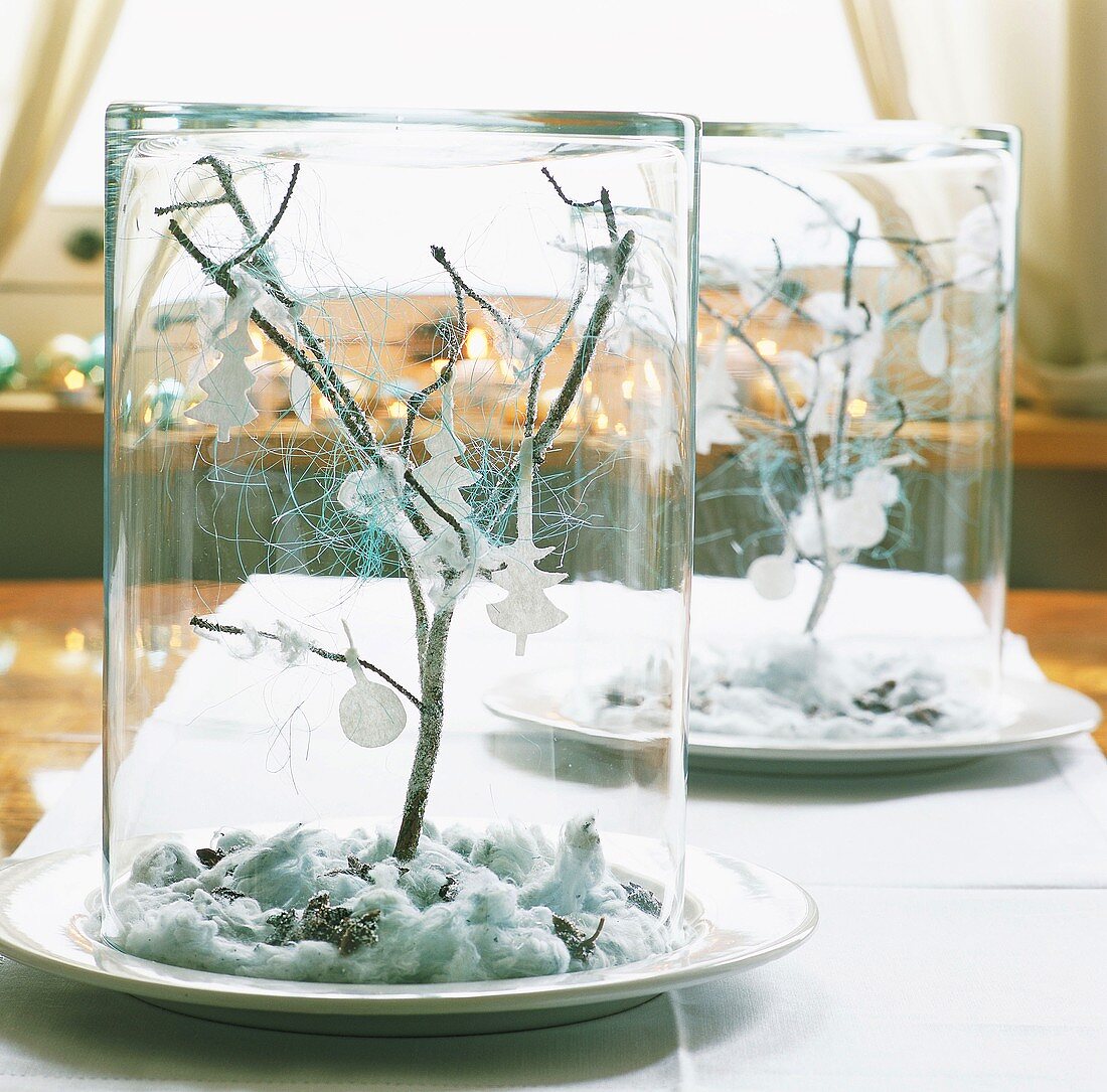 Christmas arrangements in glass jars