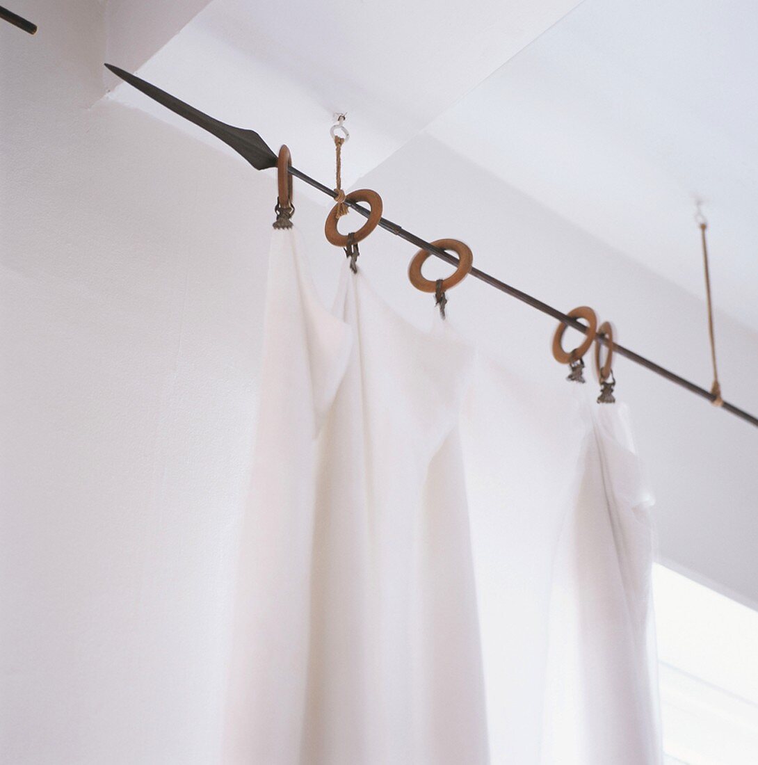 Curtain hung on curtain rod