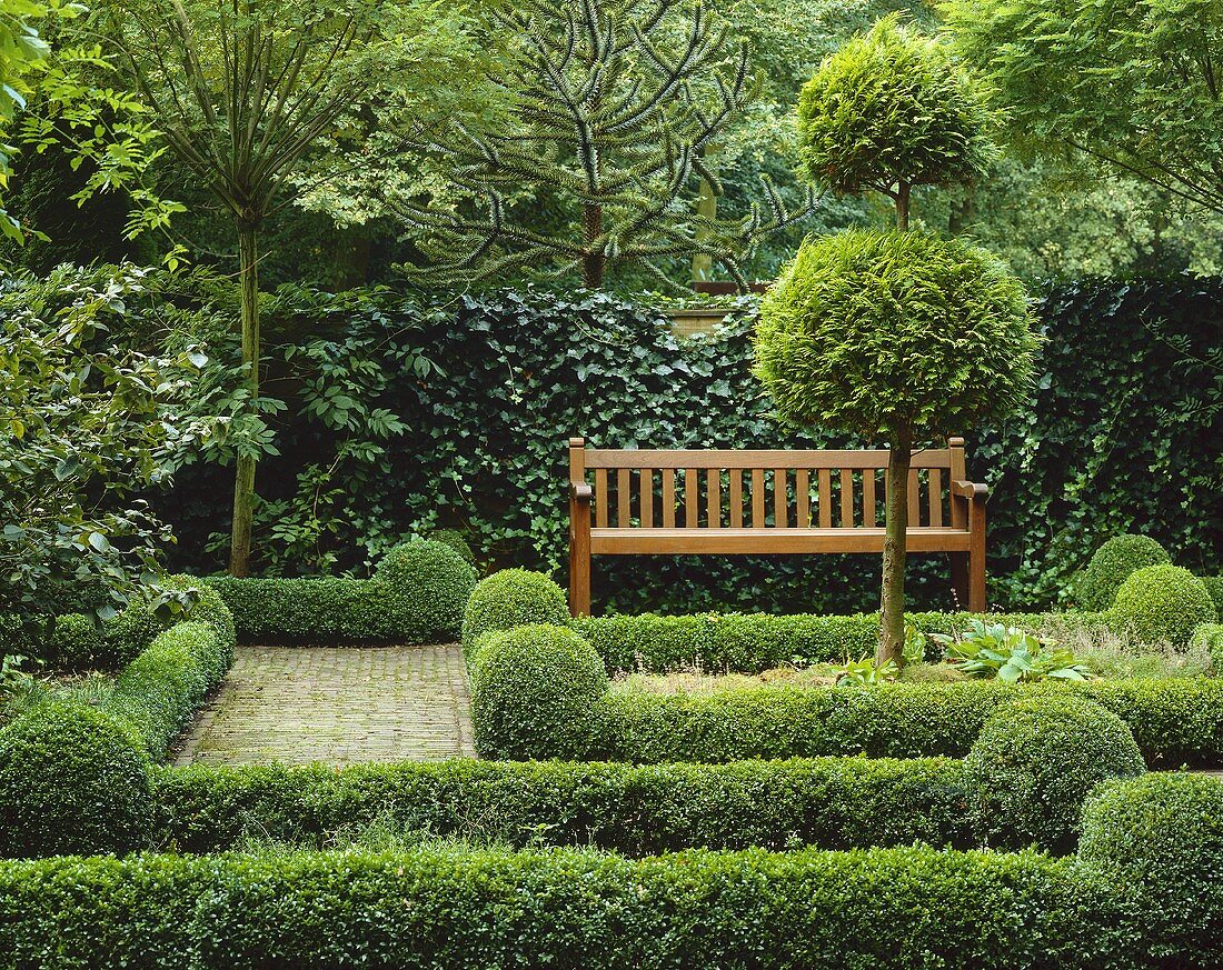 Formal garden with box hedges