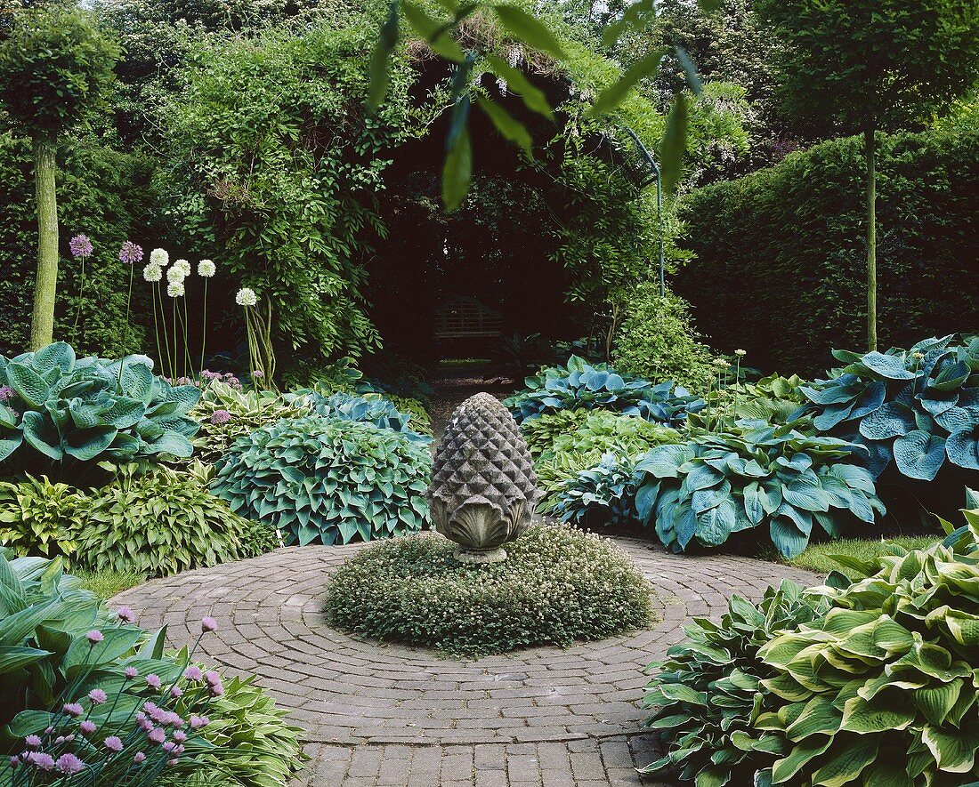 Ornamental garden with hostas