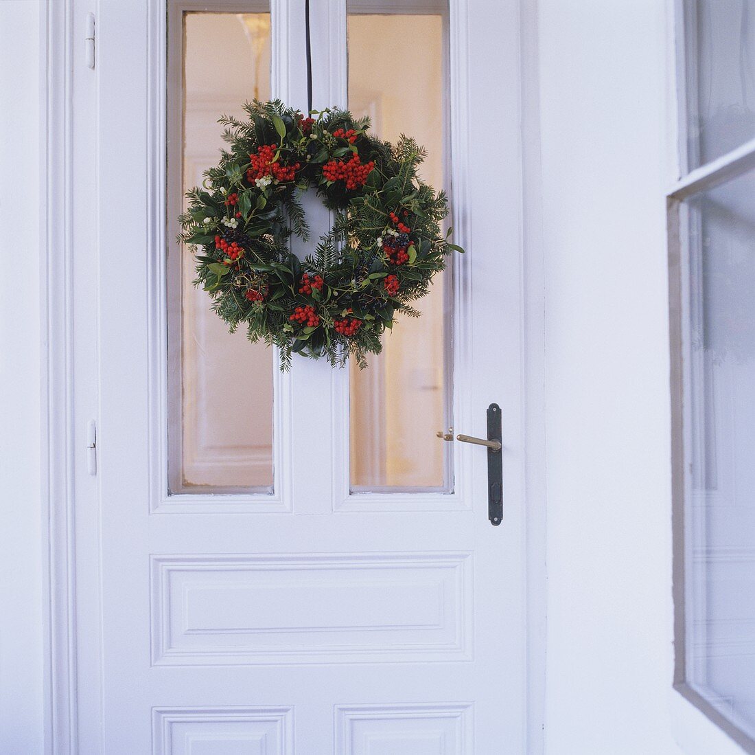 Entrance door with Christmas wreath