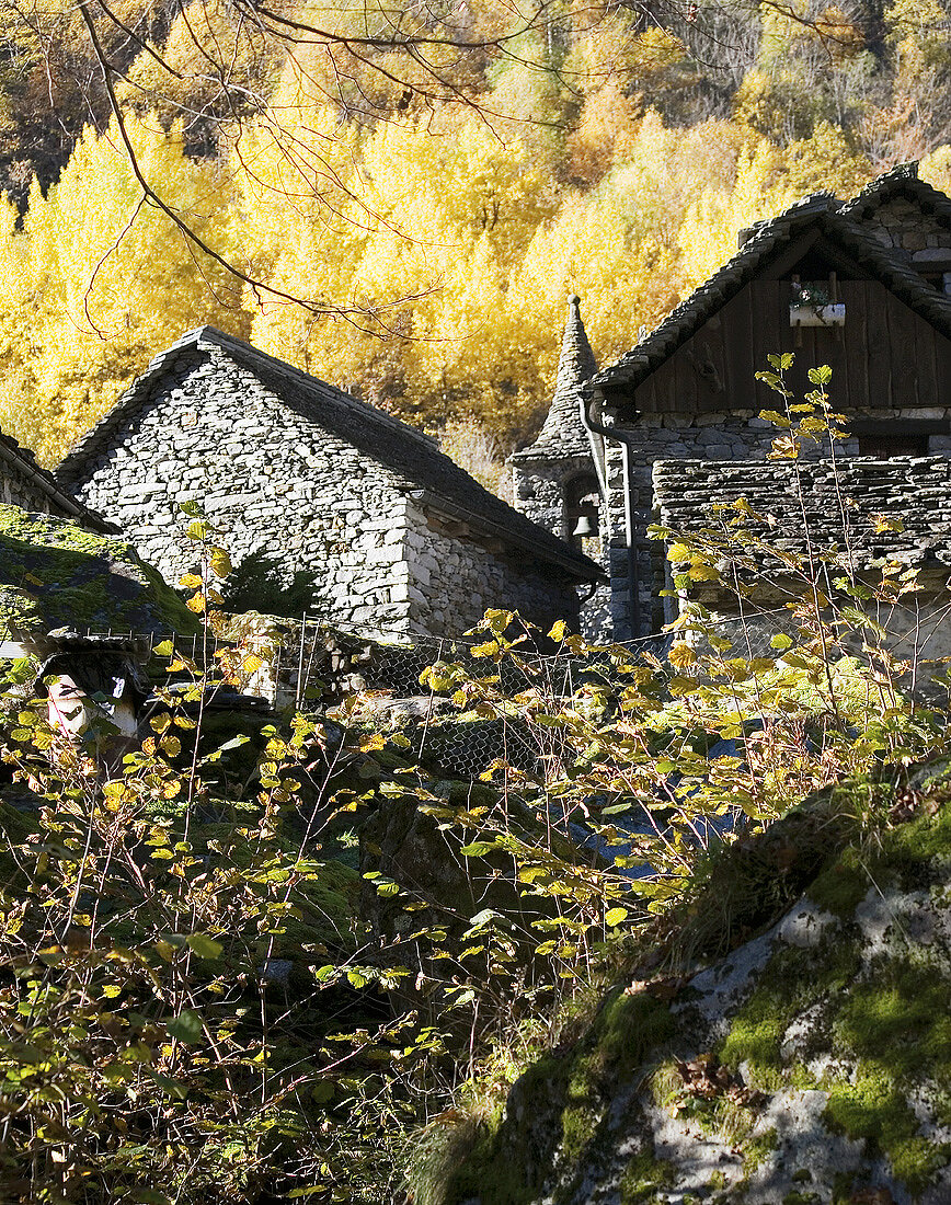Traditionelle Steinhäuser im Maggiatal (Schweiz)