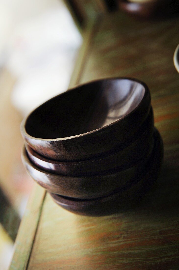 Wooden bowls, stacked