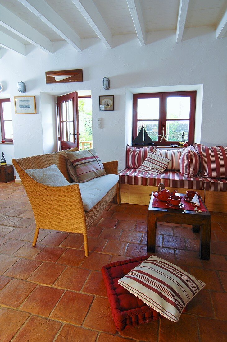 Living room with striped cushions