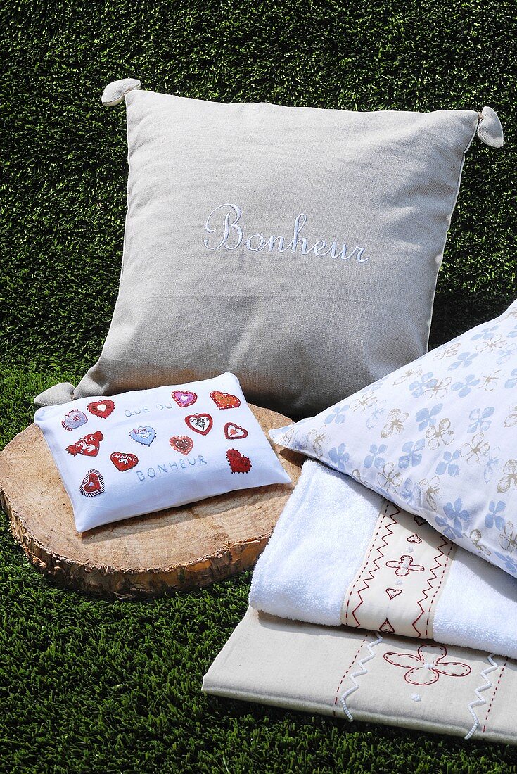 Cushions and textiles with good luck motifs