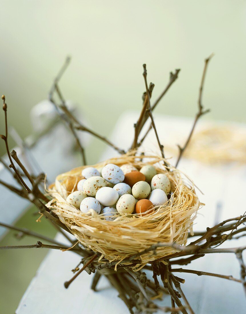 Süsse Ostereier im Nest
