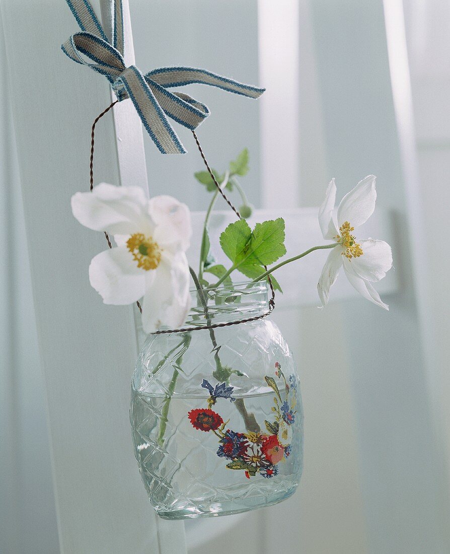 Flowers in a hanging vase