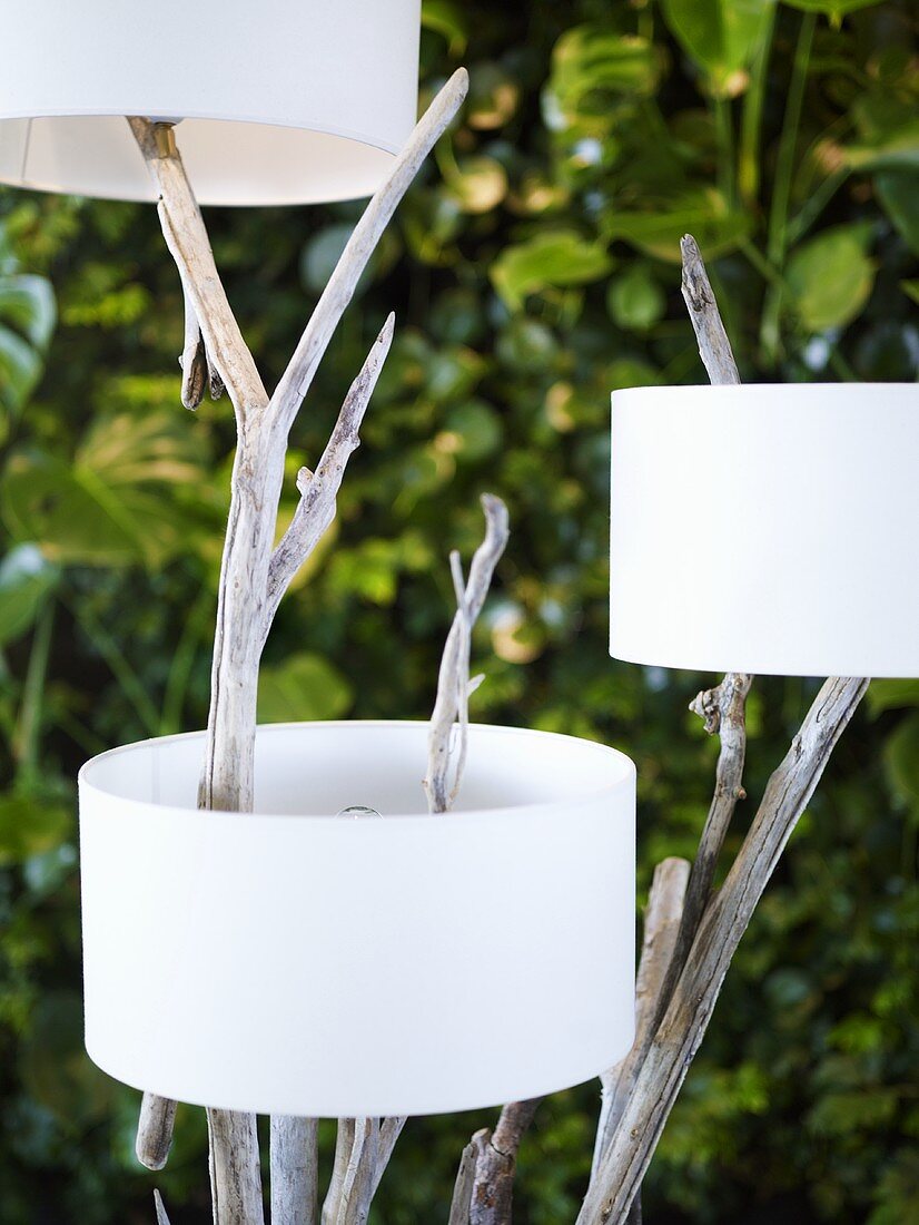 Artistic floor lamps with white shades