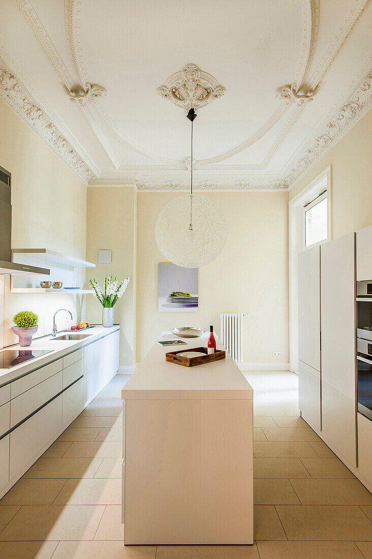 Moderne Küche in einer Altbauwohnung, Hamburg, Deutschland