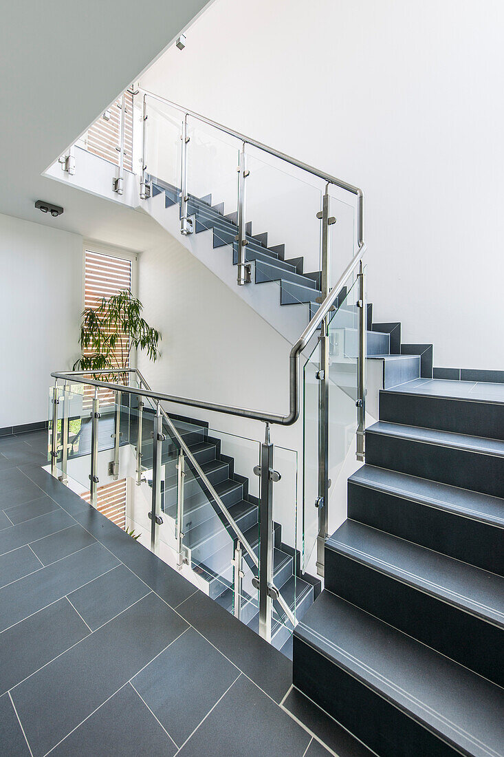Staircase in a villa in a modern architecture style, Brandenburg, Germany