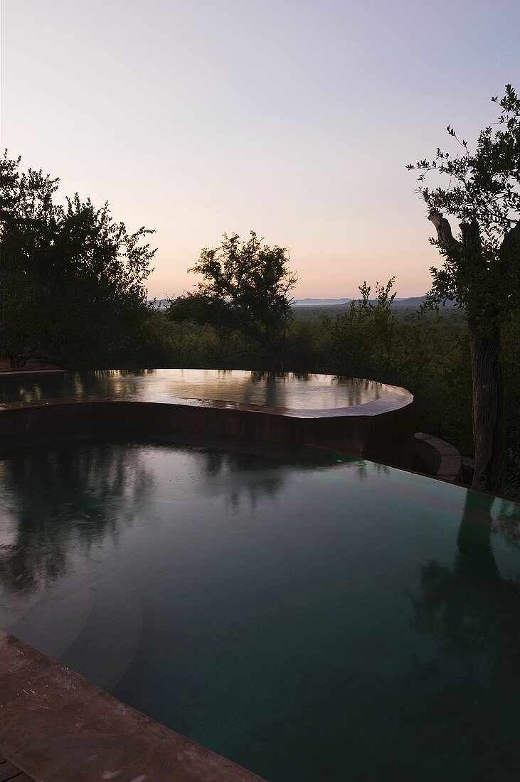 Evening by a pool in the South African landscape