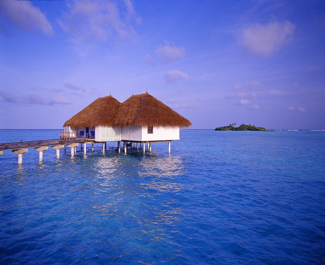 Bungalows on the sea in the Maldives