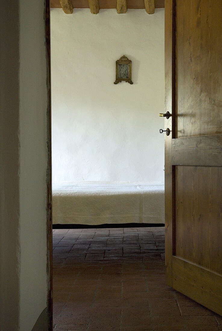 An open wooden door