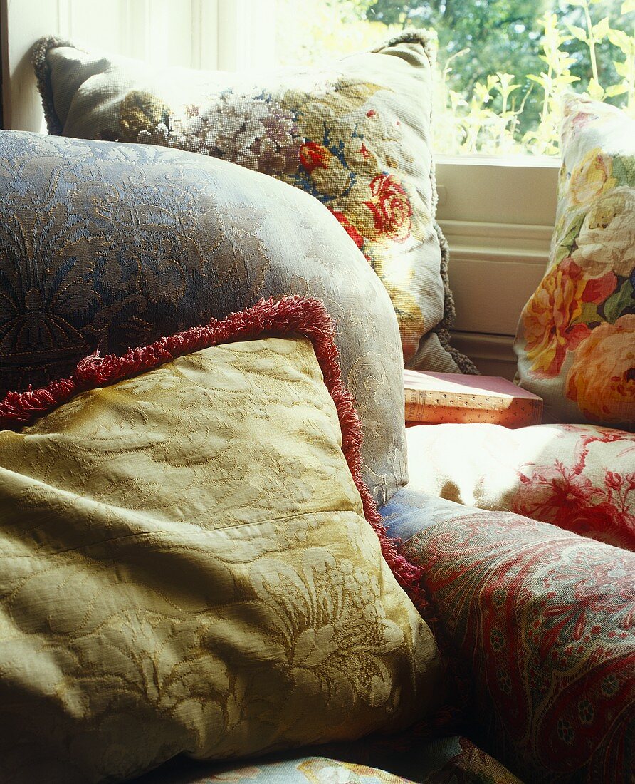 Cushions on an upholstered chair
