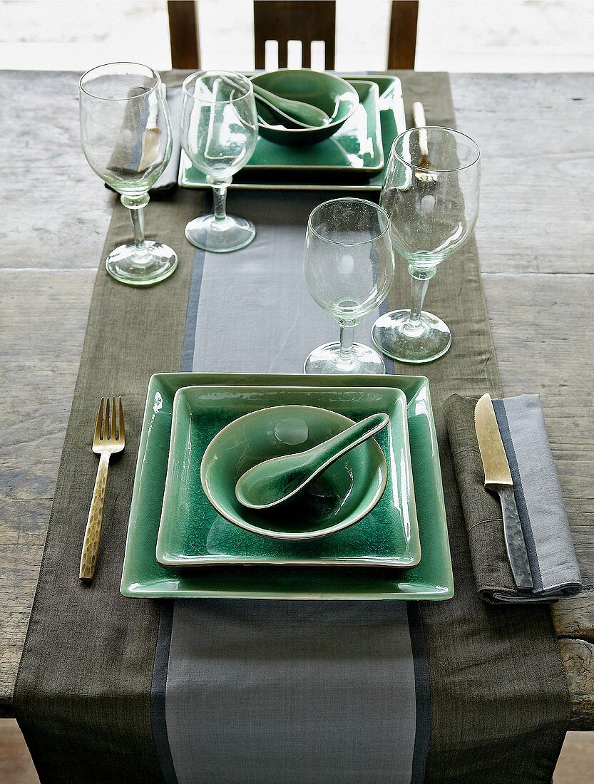 Table laid for two in Asian style