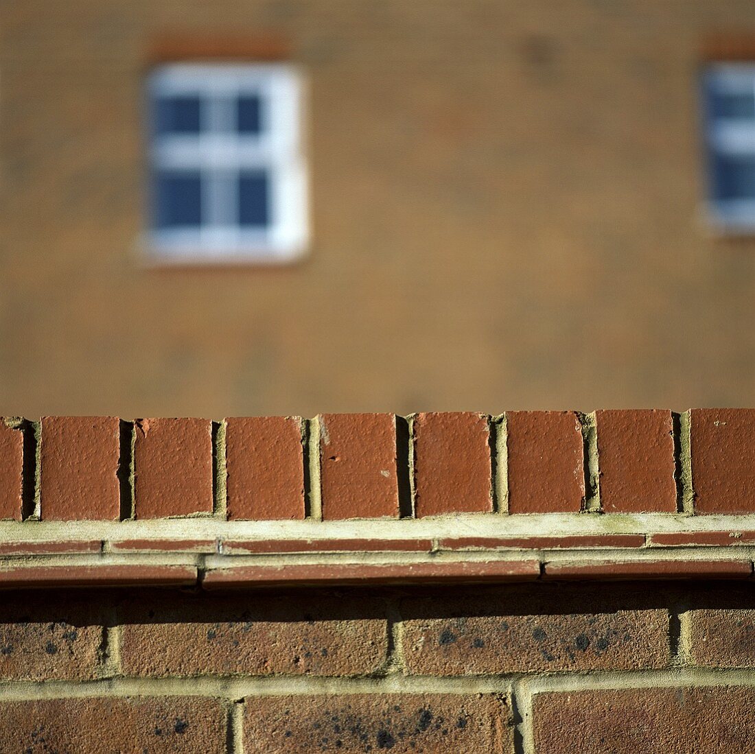 A brick wall in front of a house