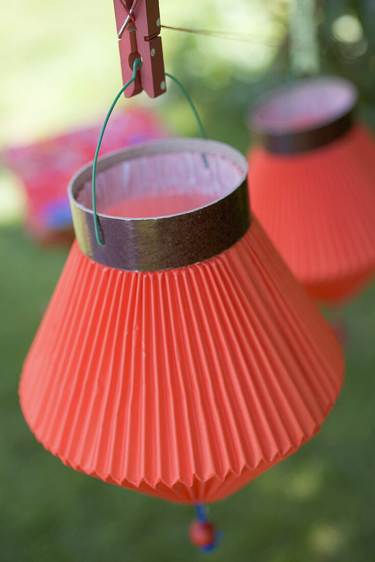 Red Chinese lanterns (garden party decorations)