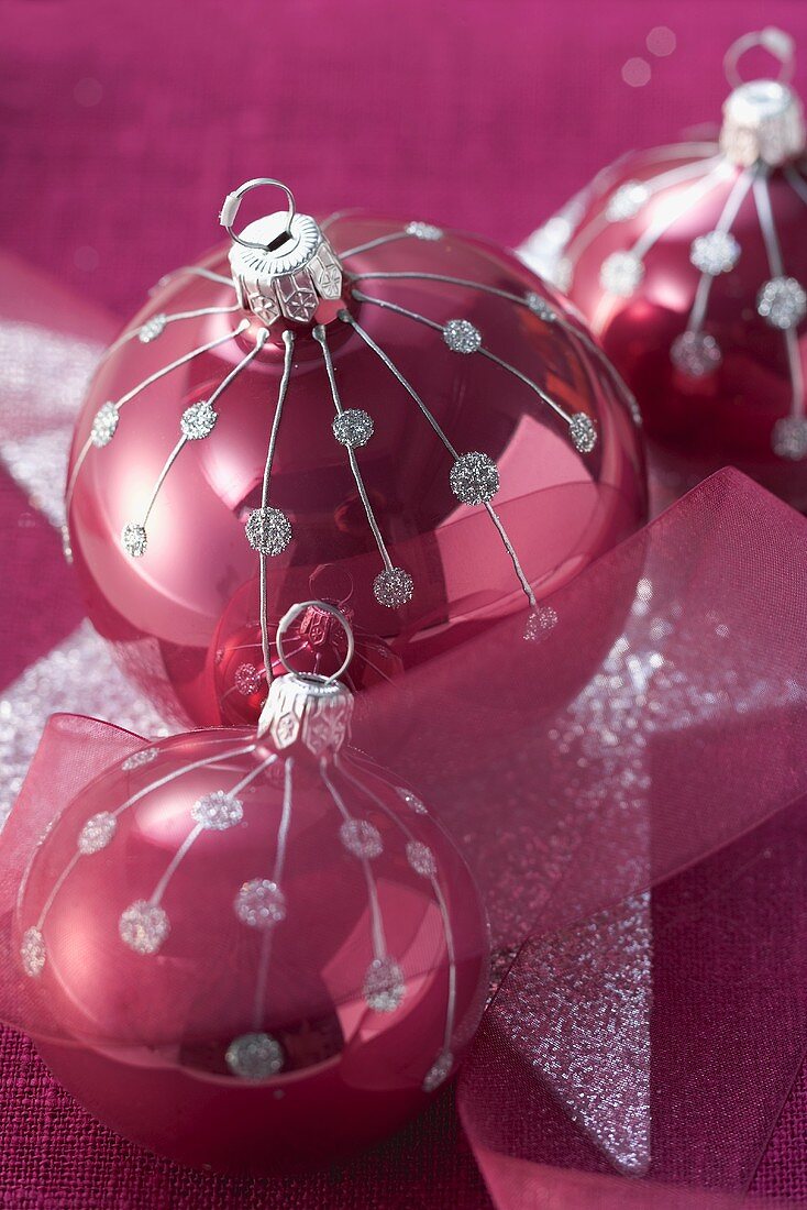 Pink Christmas tree baubles