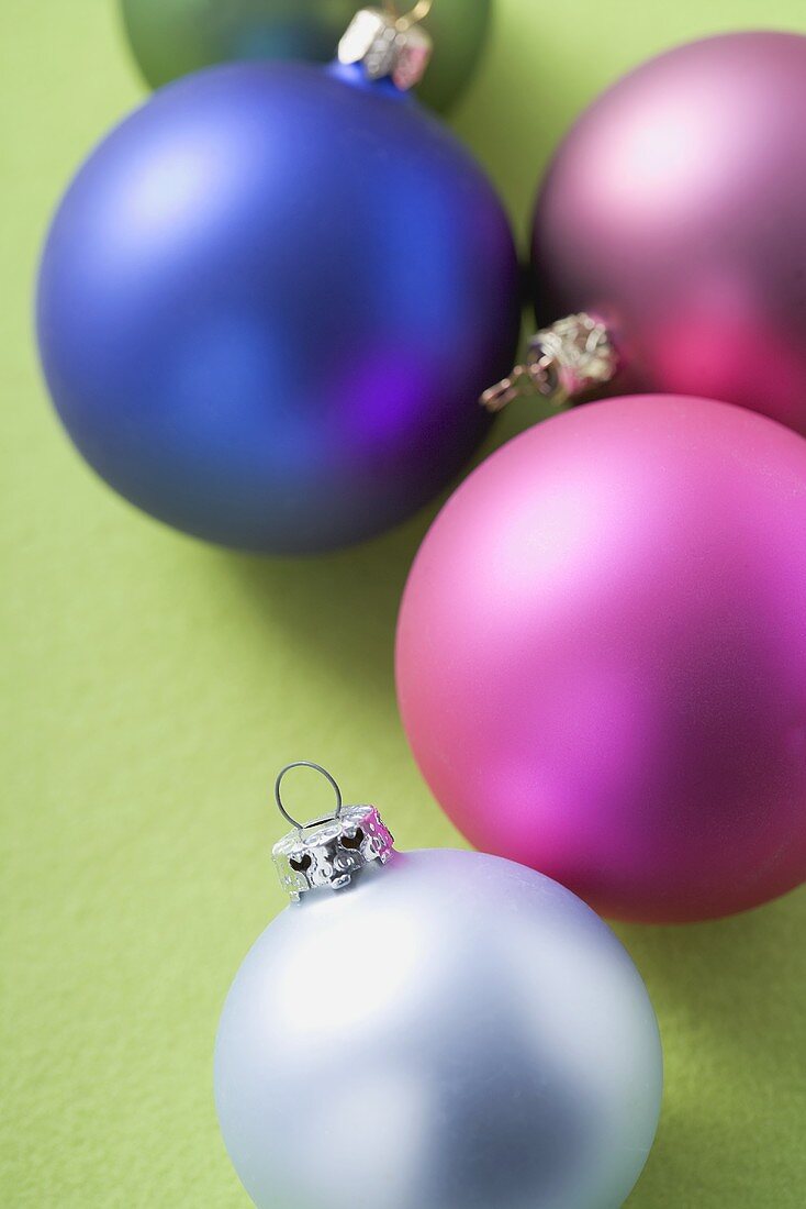 Christmas baubles of various colours
