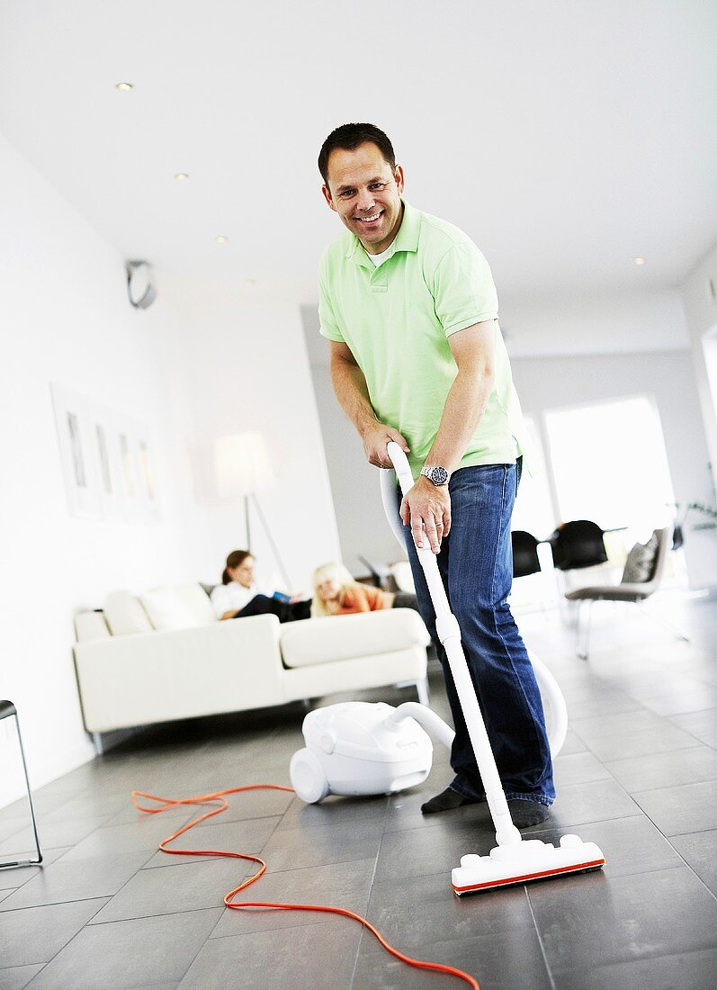 Man vacuuming