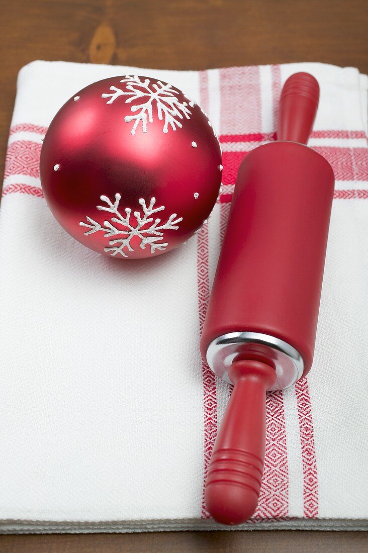 Rolling pin and Christmas bauble