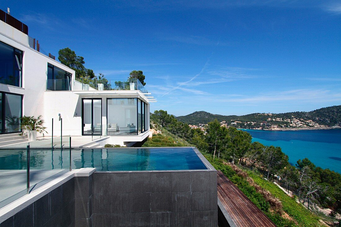 Modern home with infinity pool and ocean view