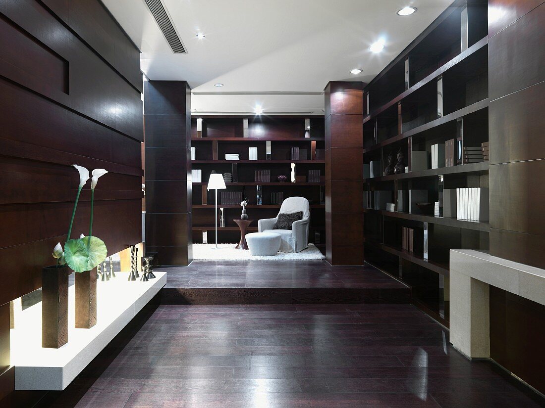 Library in modern home