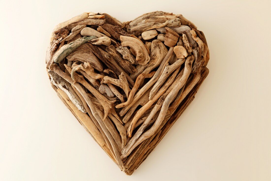 Decorative heart made from driftwood