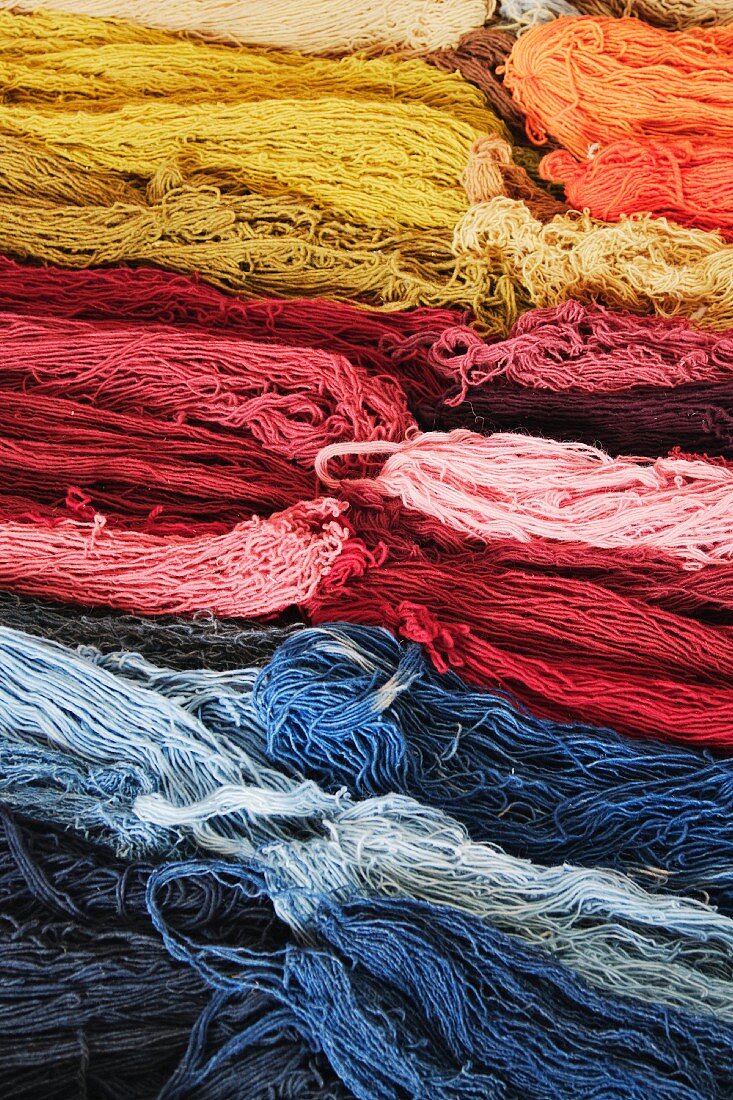Stacks of Colorful Wool