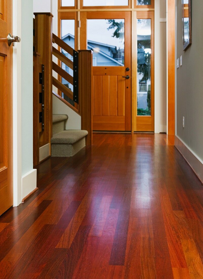 Hallway with wooden floor