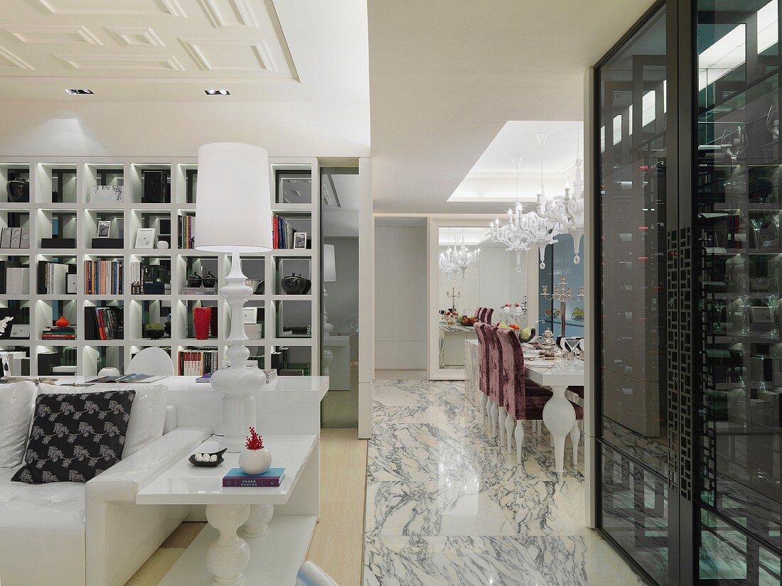 Elegant interior with marble floors