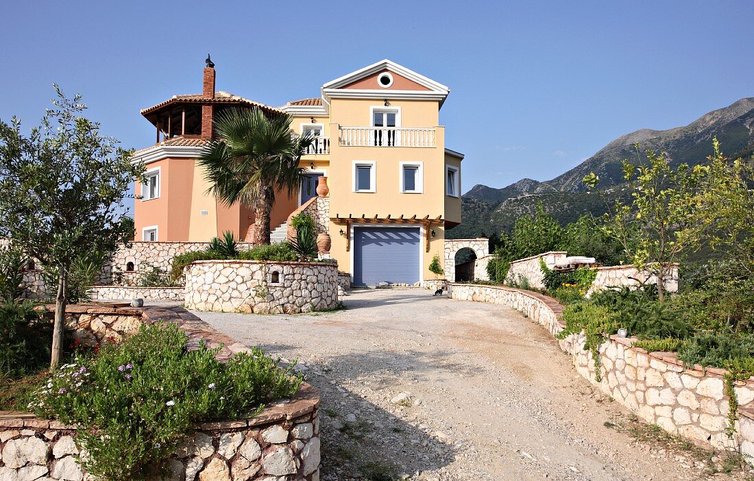 Exterior view of Villa Octavius on island of Lefkas, Greece