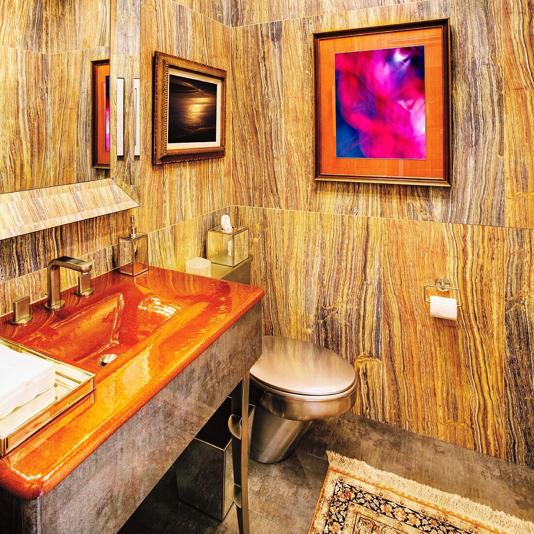 Bathroom Interior With a Wood Grain Decor