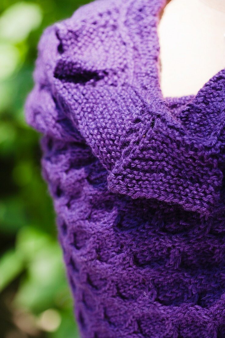 Close Up of a Purple Scarf Made from Alpaca Wool