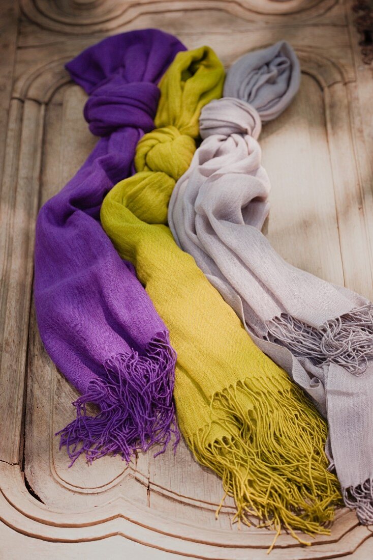 Three Scarves Made from Alpaca Wool