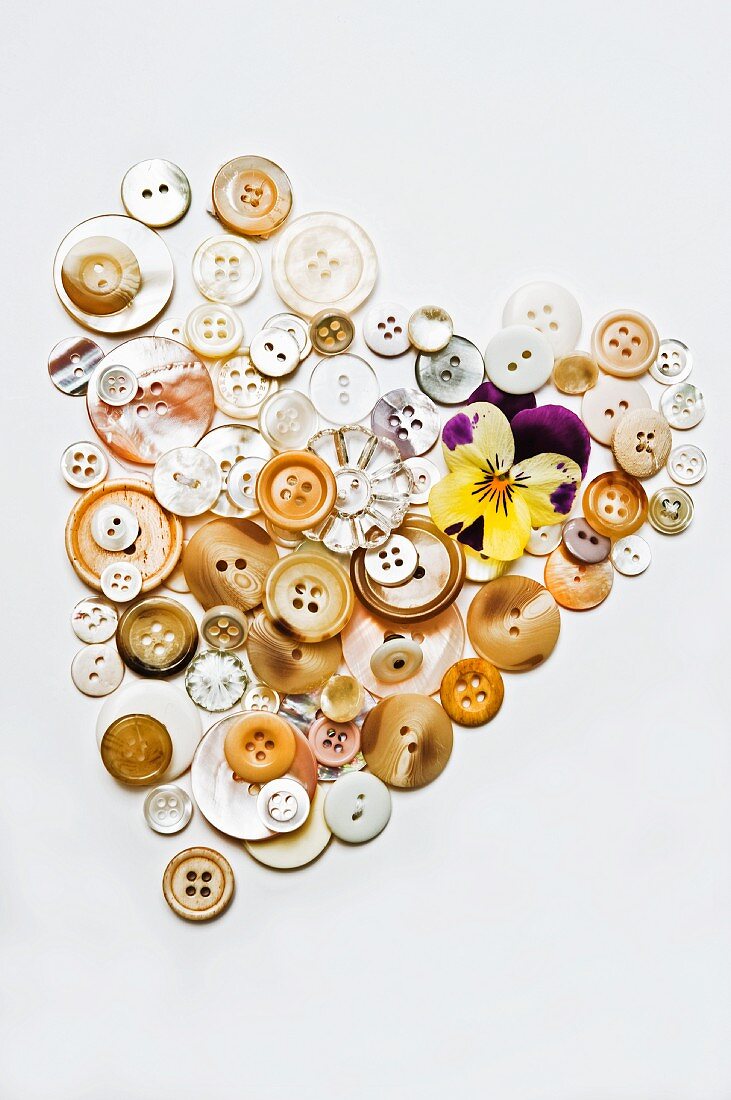 A heart made of assorted buttons