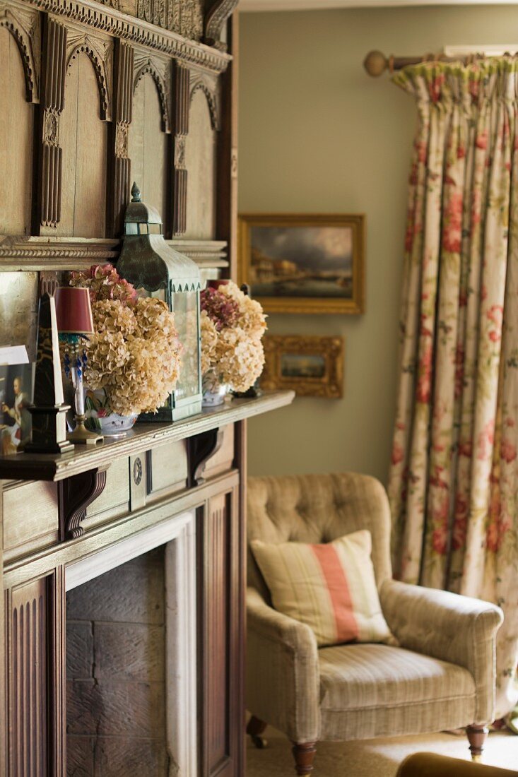 Edwardian style drawing room in home of fabric designer Richard Smith in East Sussex