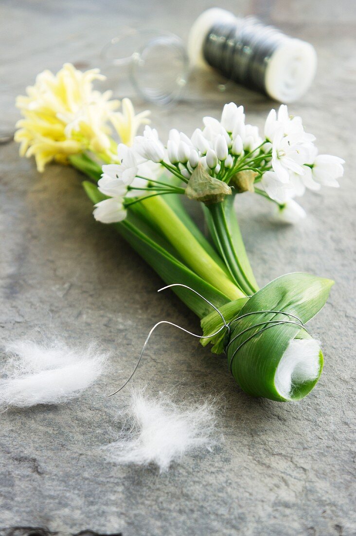 Hyacinth and white allium