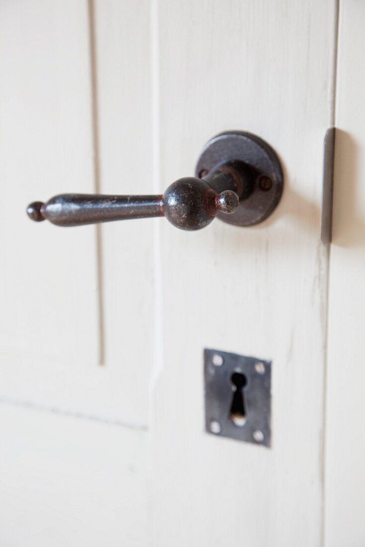 Antique door handle and keyhole