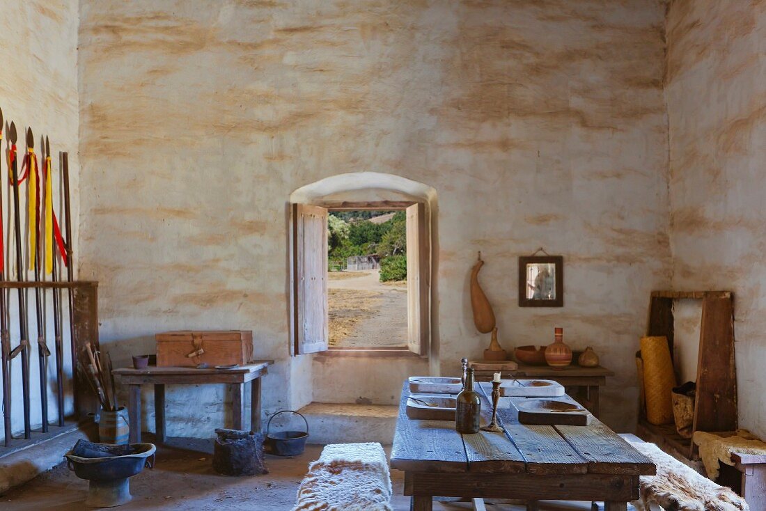 Historisches Soldaten-Quartier in der Mission La Purisima State Historic Park, Lompoc, Kalifornien