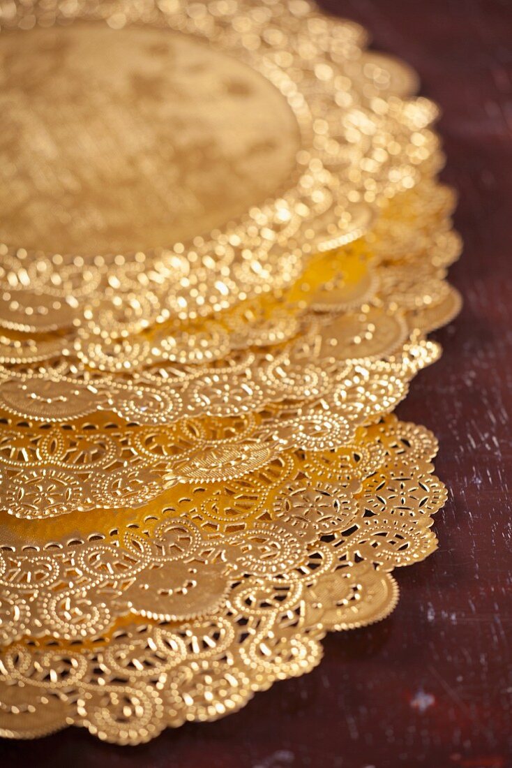 Gold silk doilies