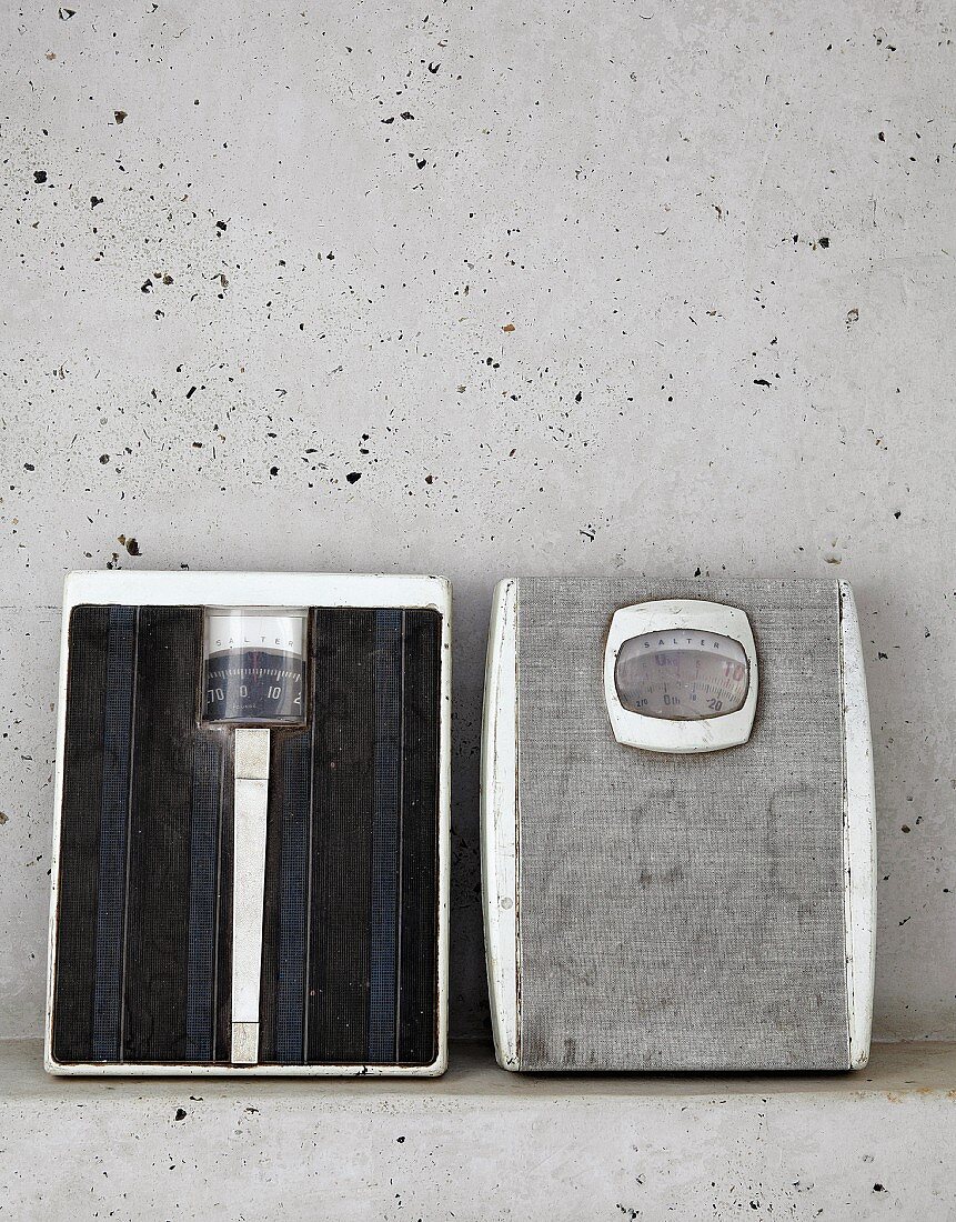 Two old sets of bathroom scales