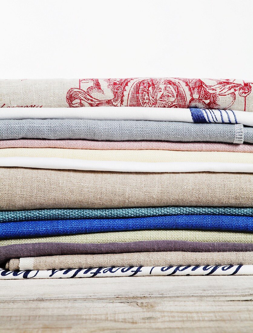 Stacked, folded textiles