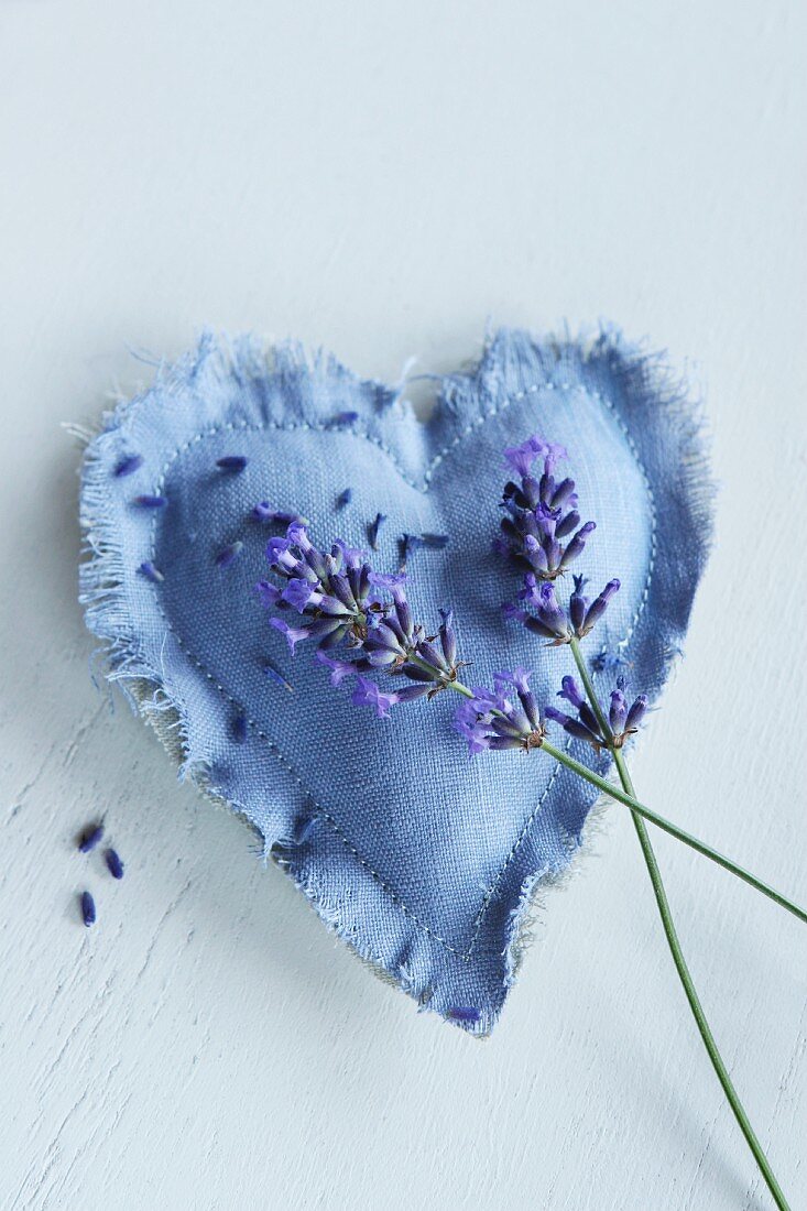 Handmade lavender bag and lavender flowers