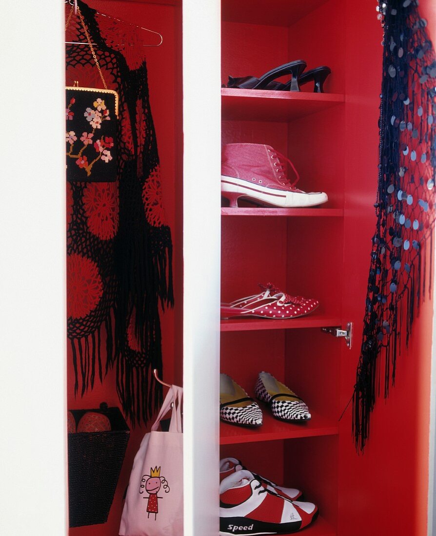 Clothes and Shoes in a Wardrobe