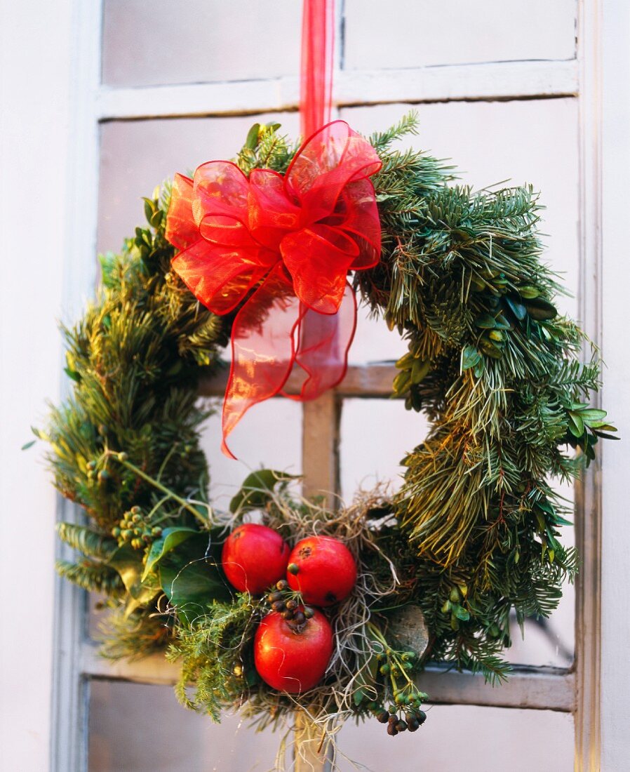 Christmas decoration on a door