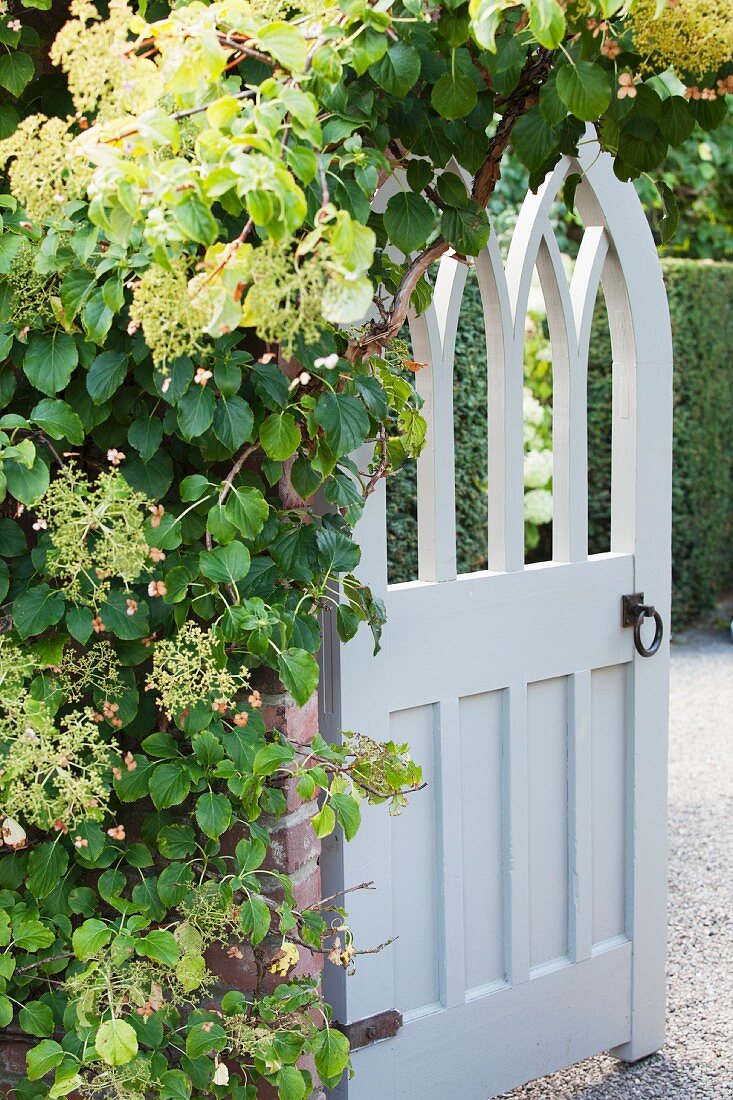 Open Wooden Garden Gate Painted White, How To Paint A Wooden Garden Gate